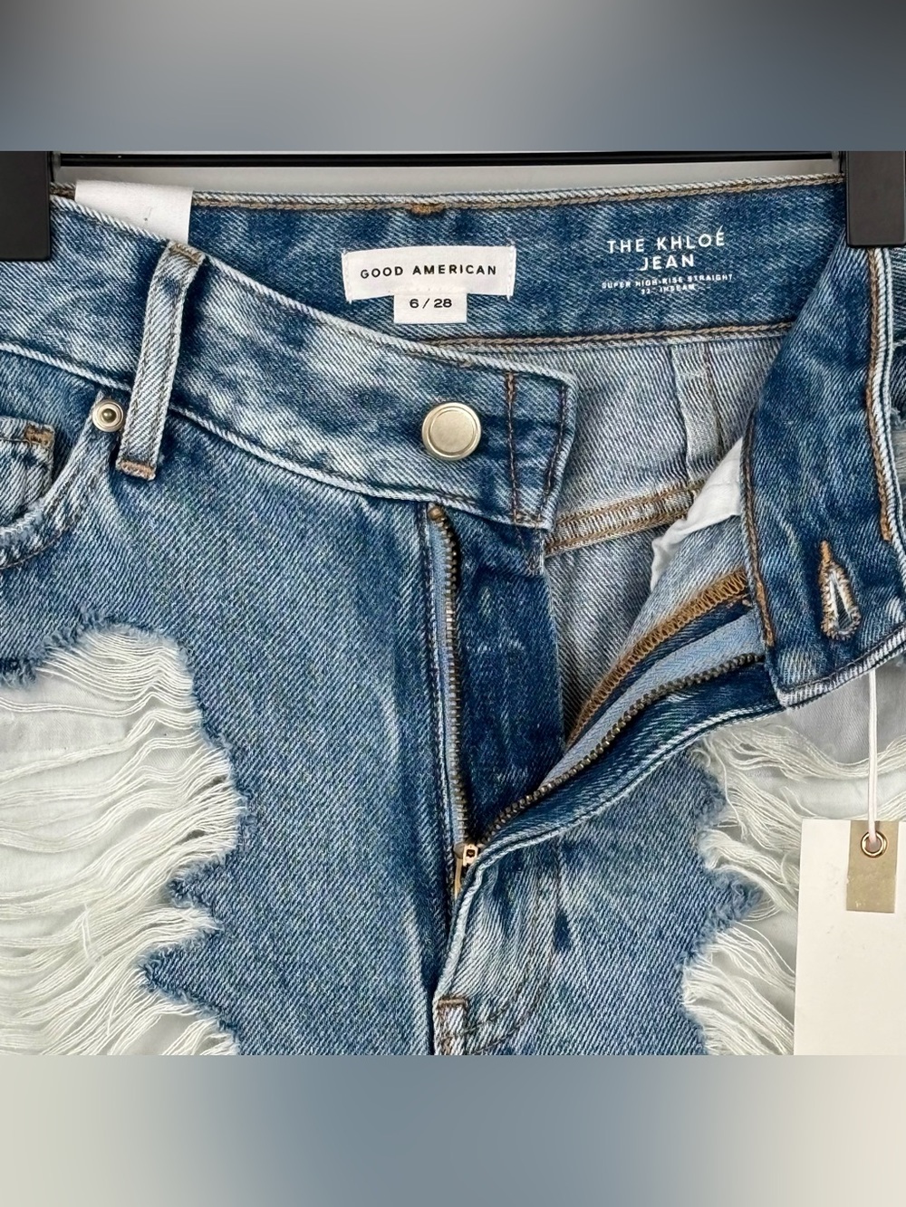 Good American The Khloé Jean Womens Size 6/28 High Rise Distressed - Picture 8 of 11